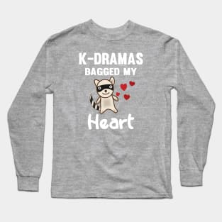 K-Dramas bagged my heart with cute raccoon - stole my heart on black Long Sleeve T-Shirt